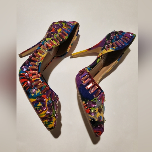 Steve Madden Multicolor Embellished Rhinestones pumps heels sz.7.5 - Picture 8 of 13
